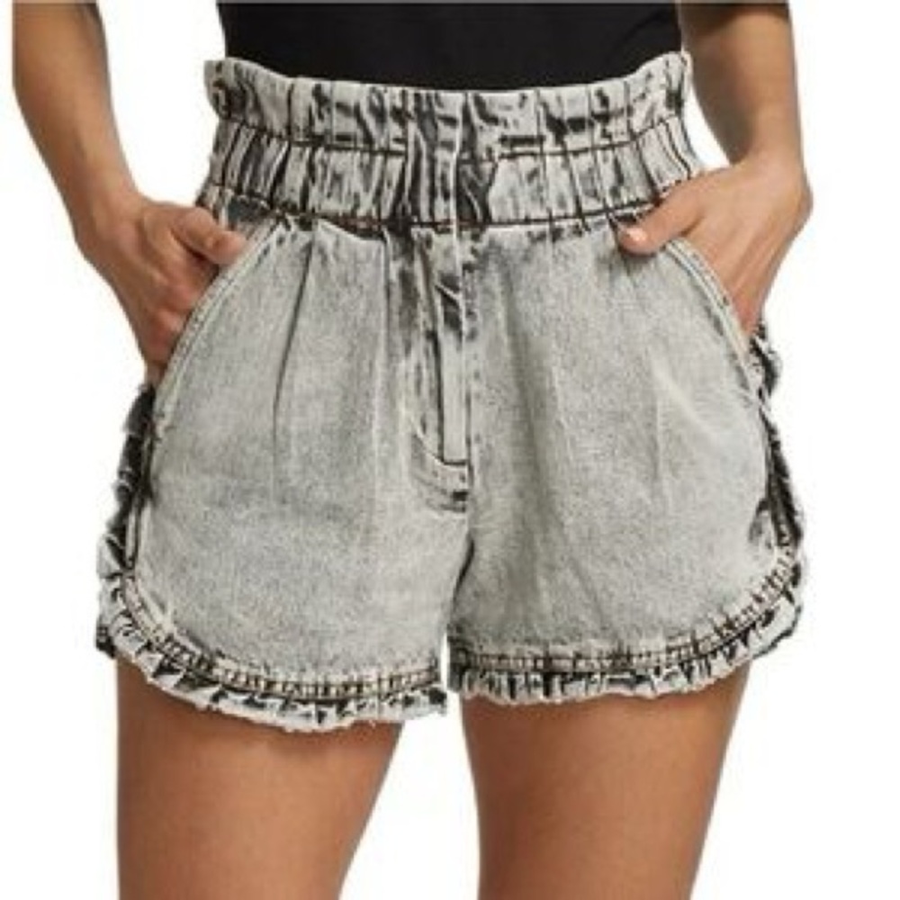 Sea New York Ruffles Denim Shorts BLACK